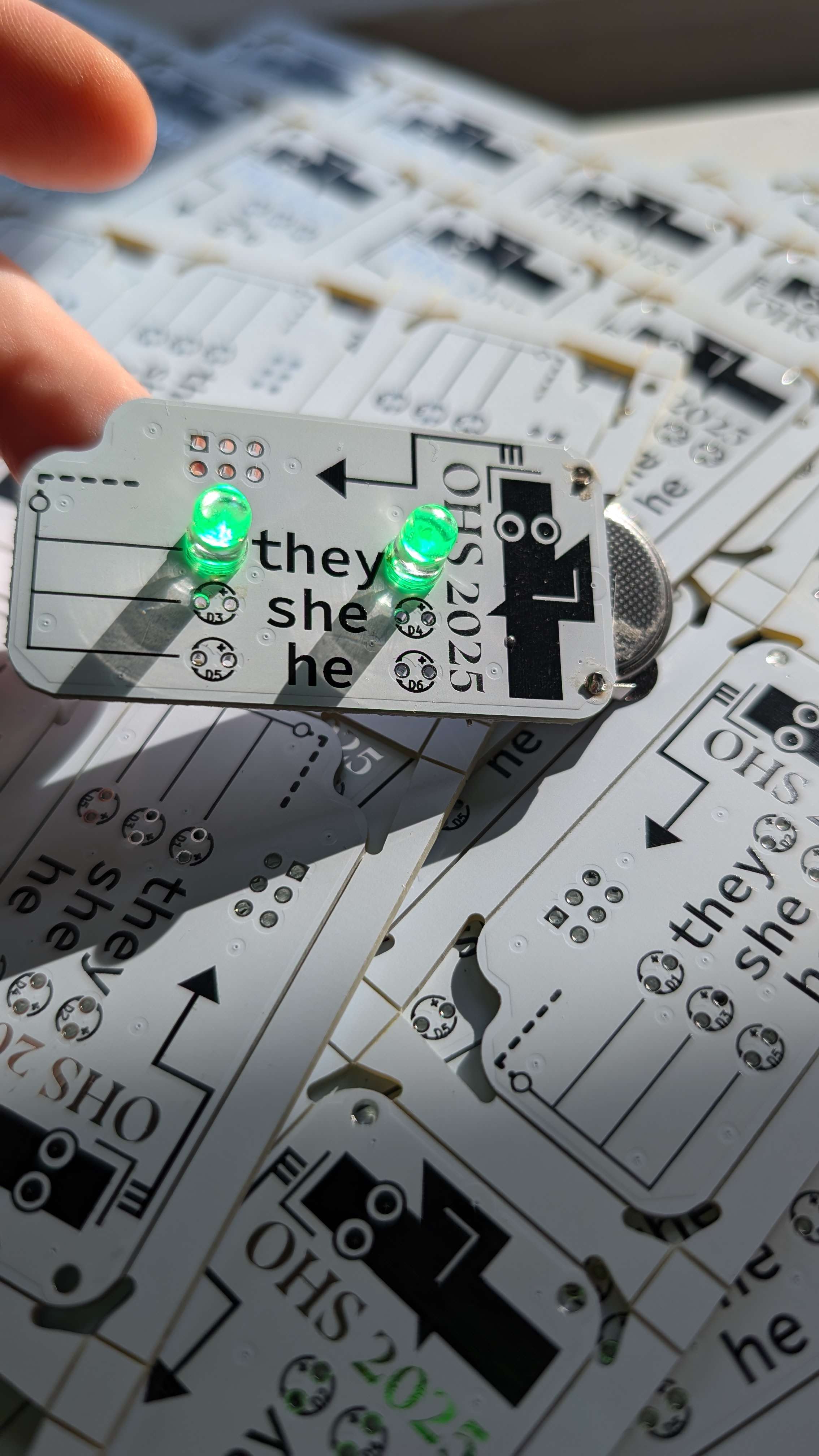 Picture of a simplified version of the LED display board, with a battery mount visible on the right.